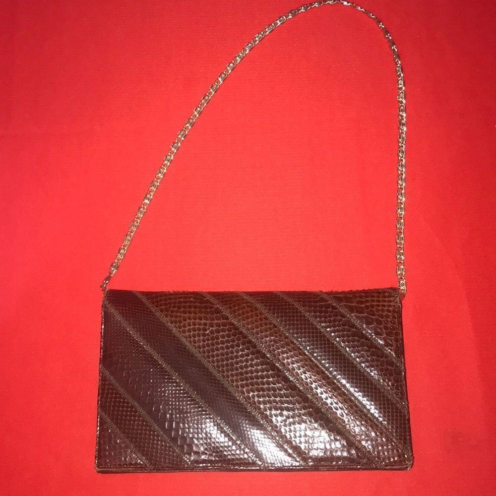 Bogs By Varon Vtg Python Hon & Snakeskin Clutch E… - image 7